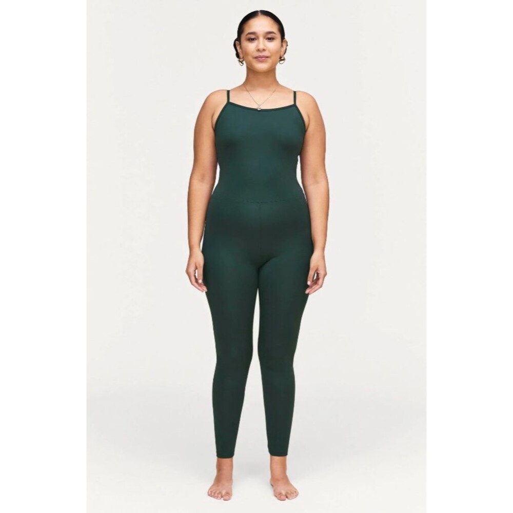 girlfriend collective Women's Cami Unitard in Moss Green Size MEDIUM
